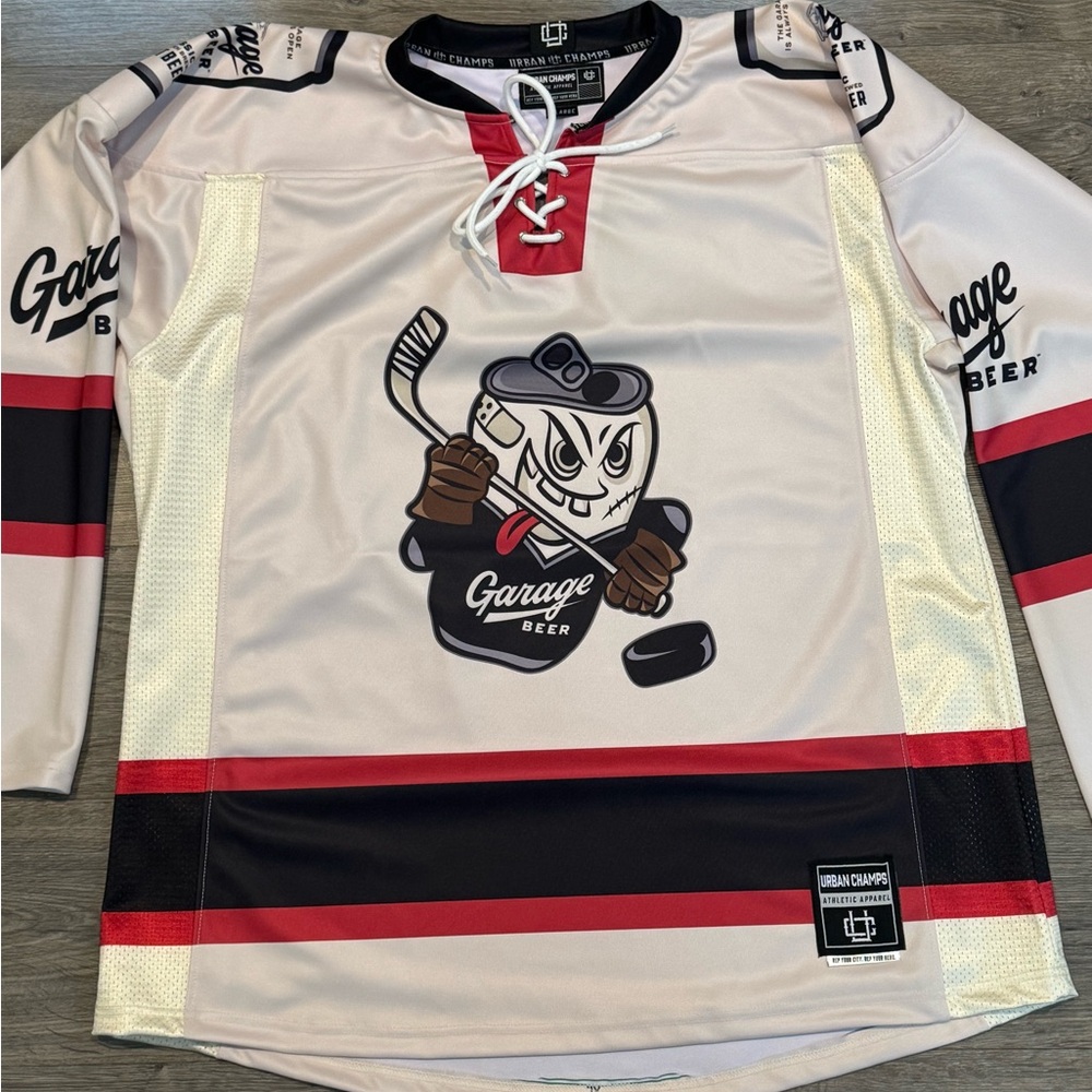 Garage Men’s White & Red Hockey Jersey